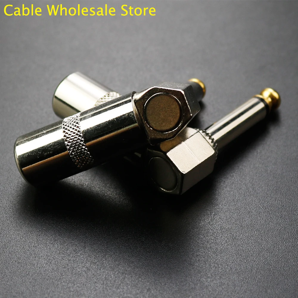 1Pcs 6.35 Audio Plug Microphone Amplifier Guitar Cable Plug Bipolar Mono Amplifier Microphone Plug 90 Degree Audio TRS Plug