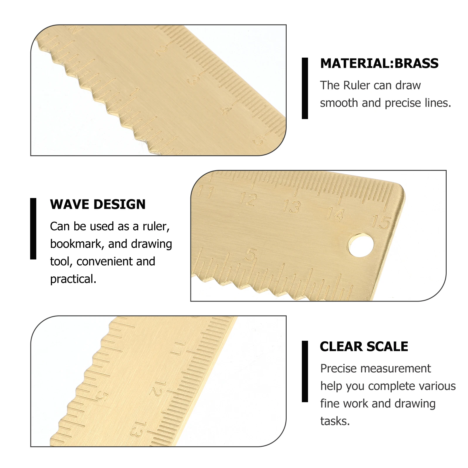 

Brass Scale Professional Measuring Tool For Students Office Geometry Drawing Precise Straight Portable Light Weight Copper