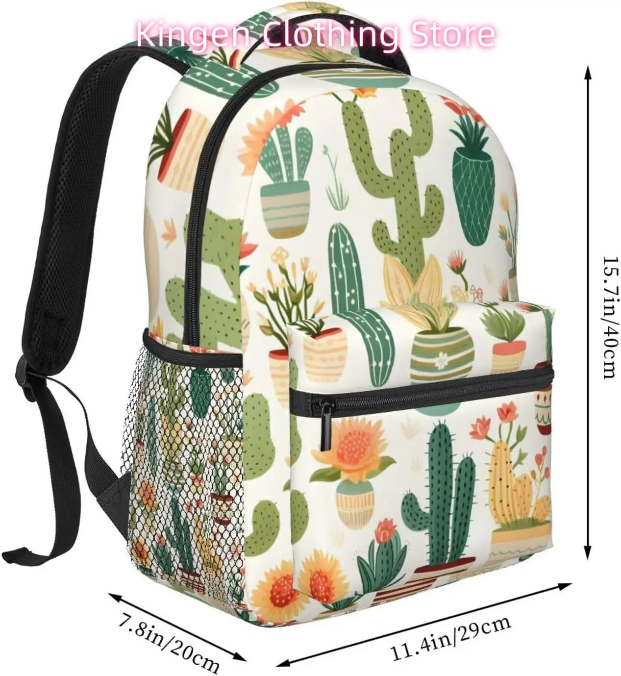 노트북 가방 학교로 귀여운 만화 선인장 경량 노트북 배낭 경량 다목적 여행 캐주얼 데이 팟 남여