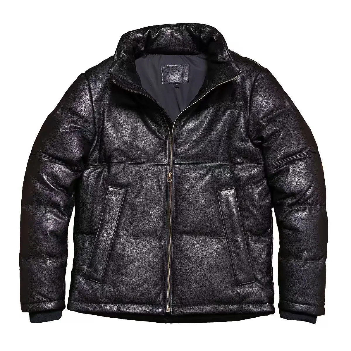 Black Winter Leather Down Jacket Men Casual Style Plus Size 5XL Genuine Natural Thick Sheepskin Turn-Down Collar Warm Coat