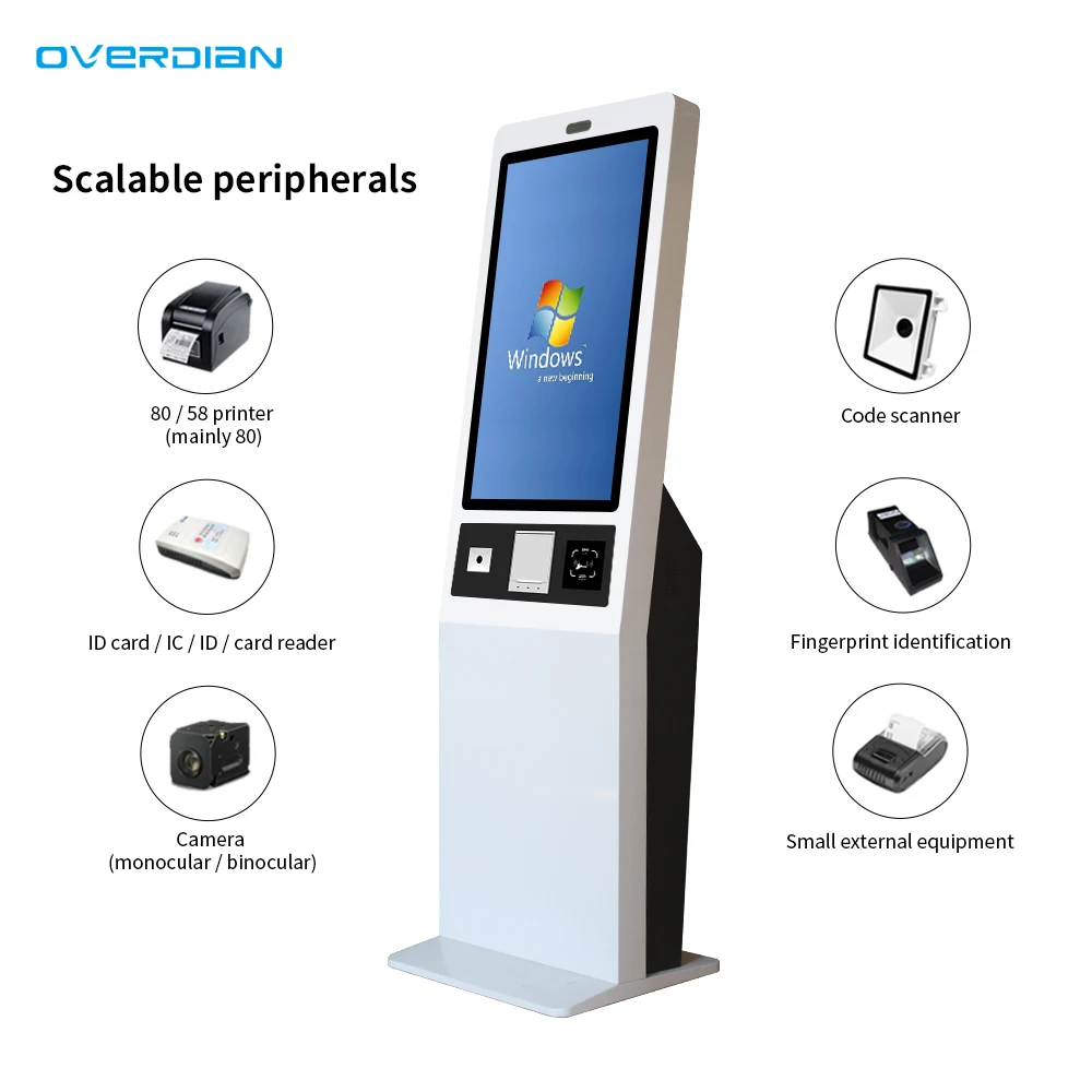 Self Service Information Inquiry Terminal ,Fast Food Ordering 21.5 32 Inch Self Service Payment Kiosk