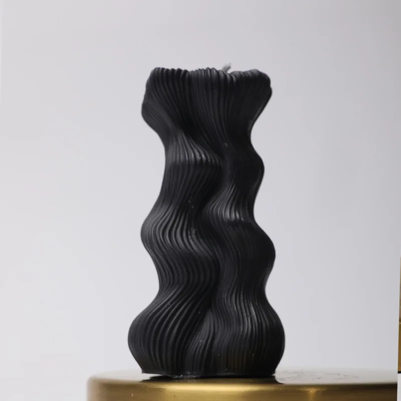 Black and White Scented Candle Wave Column Low Temperature Candle Interesting Dripping Wax Nordic Table Decoration Souvenir