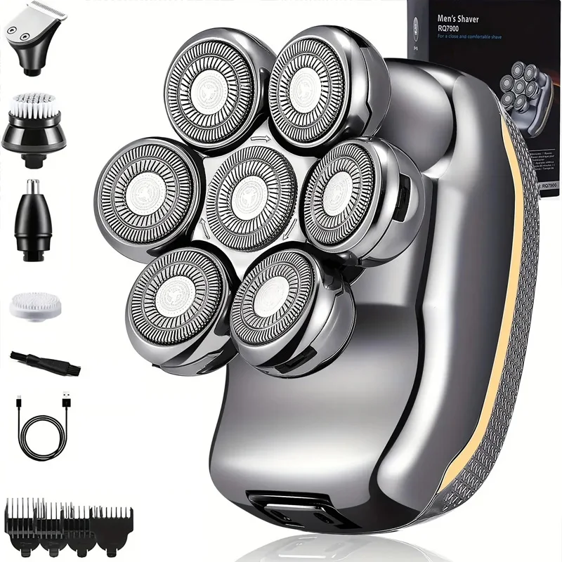

STLF 6 in 1 Electric Razor Replacement Blades Waterproof 7 Head Shaving Machine Body Hair Shaver with Clippers Nose Trimmer