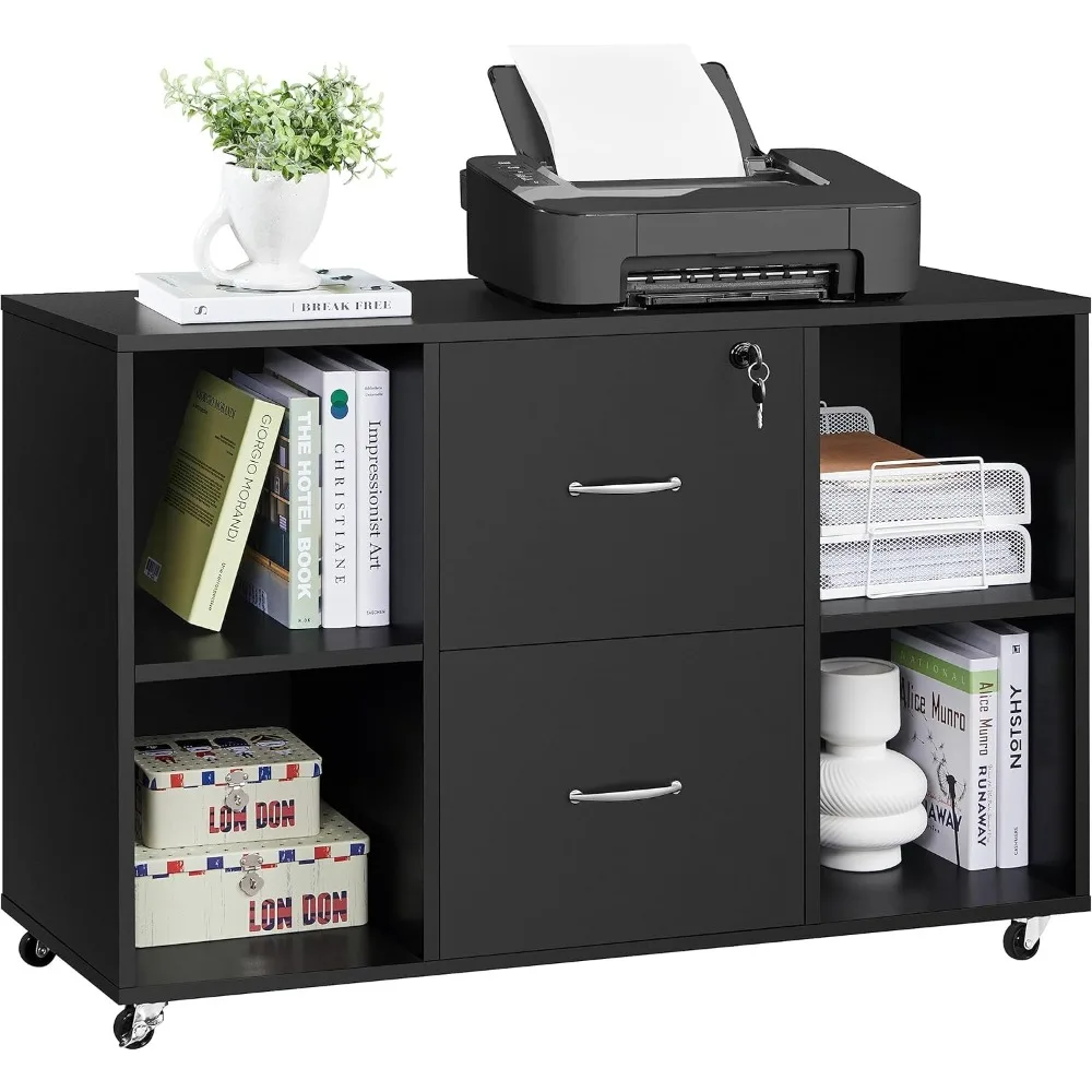 

Large Mobile Storage Lateral Filing Cabinet with 2 Drawer and 4 Open Compartments,for Letter Size A4 Size