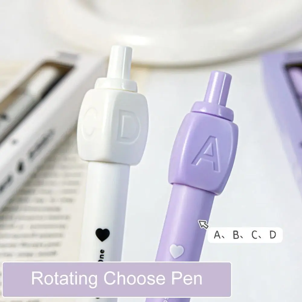 2PCS Creative Fun Rotating Answer Pen Novelty ABCD Select Rotating Choose Pen Writing 0.5mm Ballpoint Gel Pen Student Use