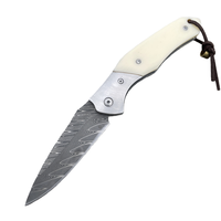 Damascus Blade Resin Handle Tactical Folding Pocket Knife Self Defense EDC Survival Portable Tools, Camping Hunting Knives