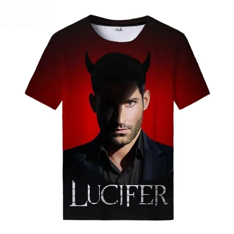 TV Series Lucifer Man 3D Print Men/ Women Casual Fashion Round Neck T-shirts Short Sleeve Tops Summer Oversized Unisex Clothing