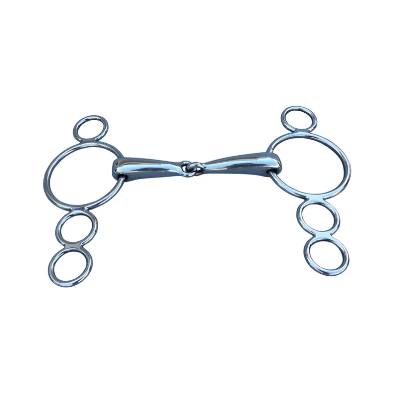 Stainless Steel Continental Gag Bit Horse Equipment  4 Ring Hollow Mouth Dutch Gag Bit 5 Inch