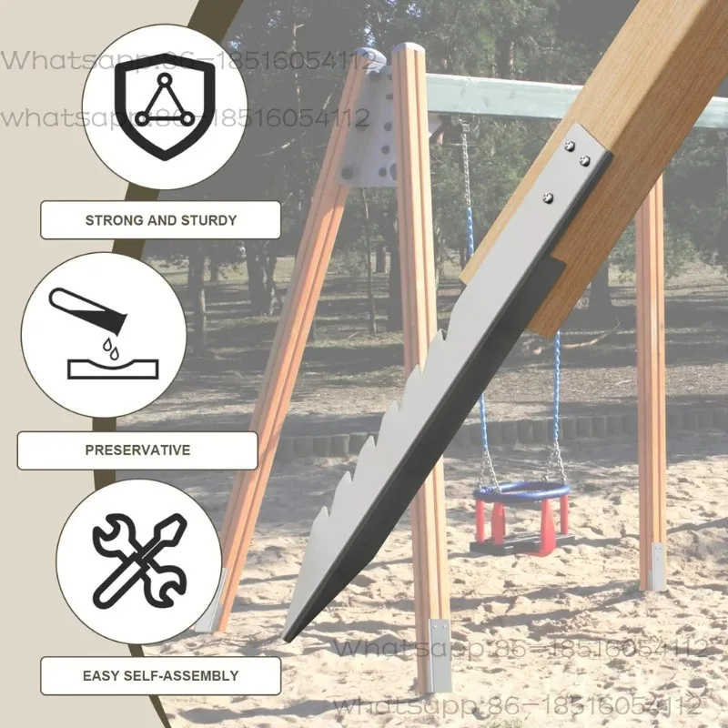 Set of 4 Windproof Galvanized Ground Spikes, Fence Post Anchors for Wooden Posts, Swing Set Fixings
