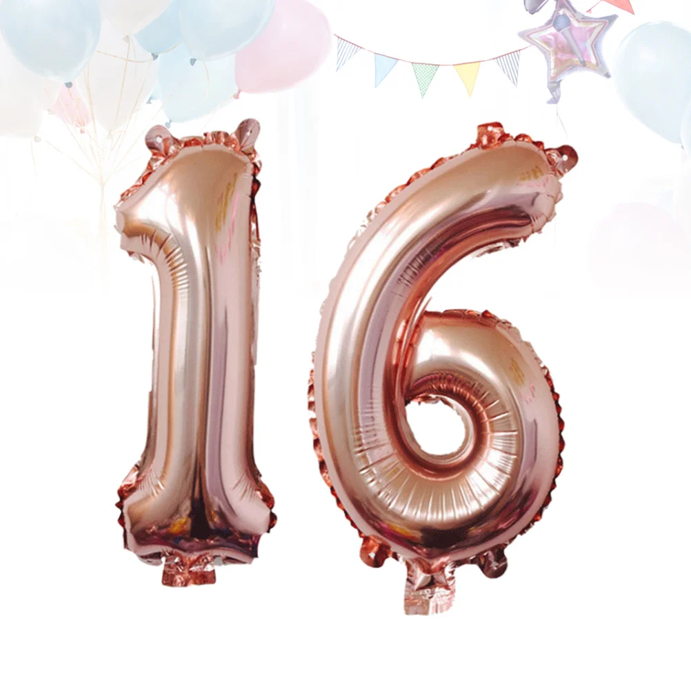 

Rose Gold 40 Inch Number 16 Balloon Party Supplies Aluminum Foil Balloons Wedding Holiday Celebrations Reusable Inflatable