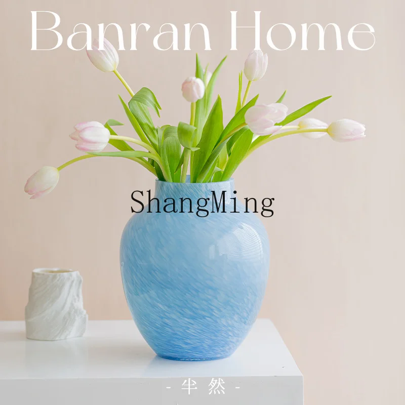 LXY glazed vase cloud blue glass living room entrance flower arrangement housewarming gift