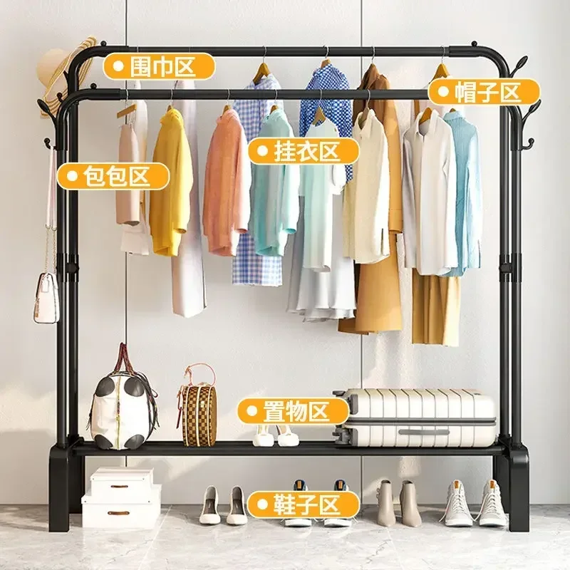 Shelfs Black Clothes Hanger Stand Rack Metal Bedroom Rail Modern Clothes Rack Shoe Storage Minimalist Perchero Home Furniture