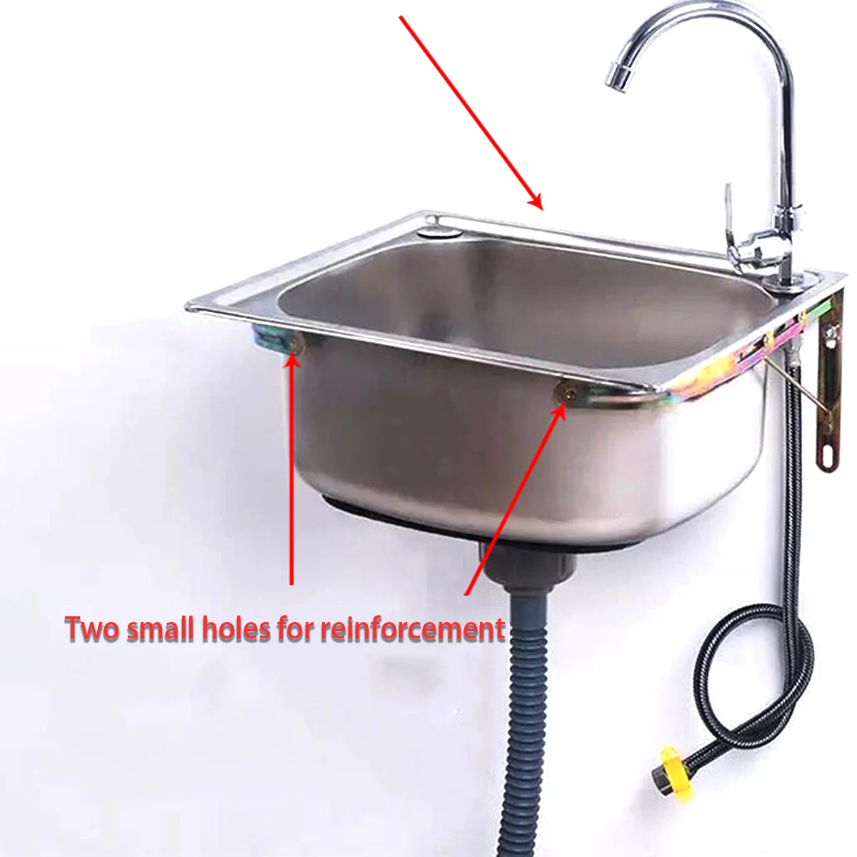 Silver Stainless Steel Sink Single Basin Bracket, Wall Mounted Sink Mount Bracket