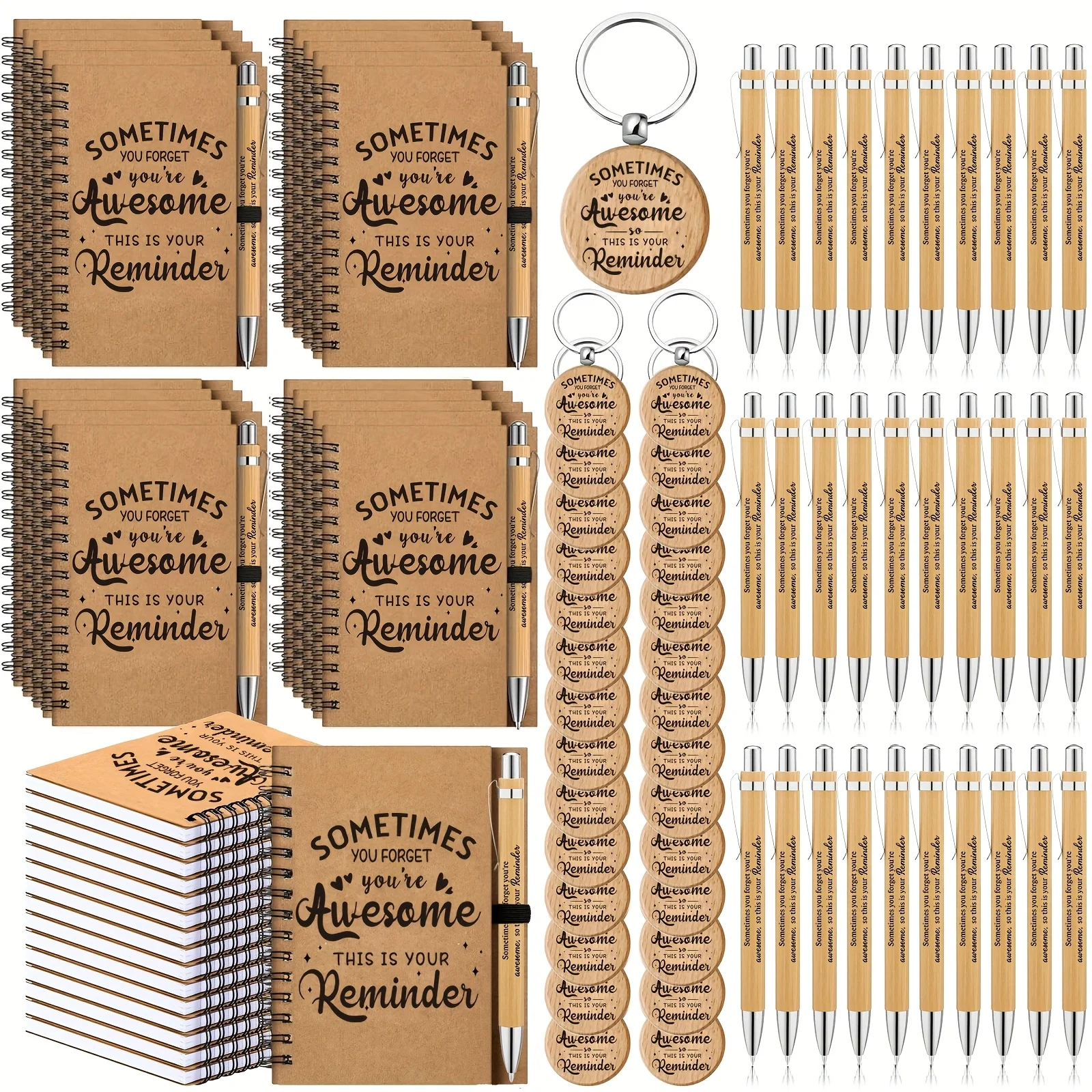 

Gift for Her/Him Set of 105 Thank You Gifts, Bulk Employee Appreciation Items, Inspirational Christian Spiral Pens, Kraft Notebo