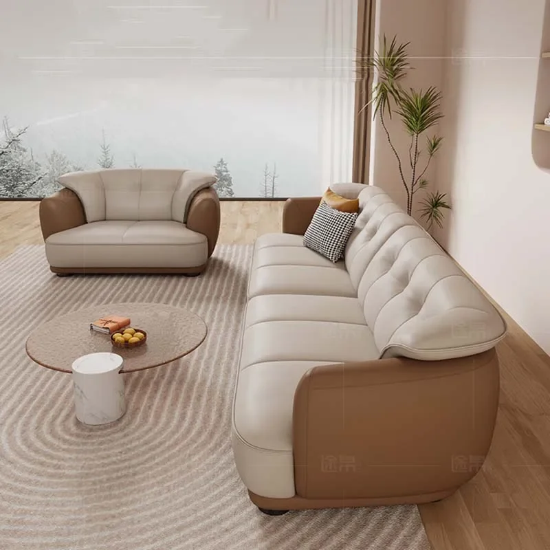 Europejska Sofa do salonu naturalna skórzana modułowa narożna Sofa wygodna Salon Salon Canape De Luxe Moderne wystrój pokoju