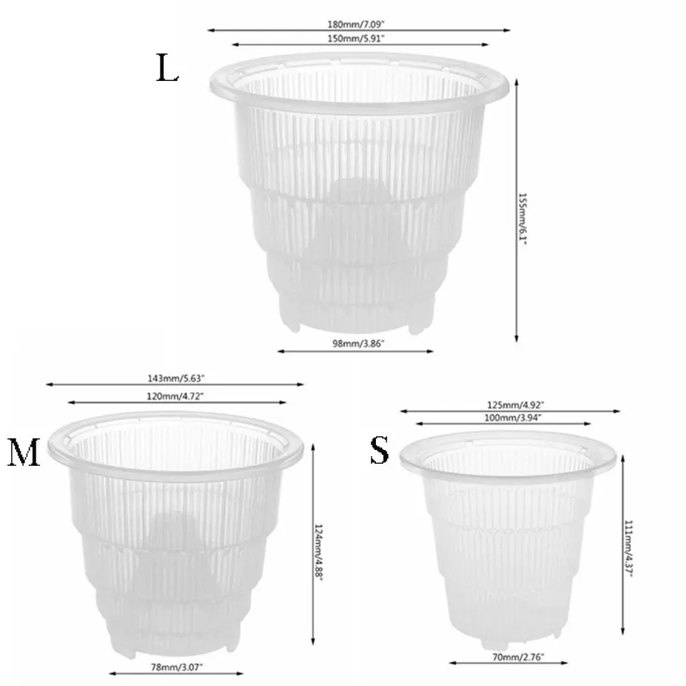 Przezroczysty oddychający Meshpot doniczka kontrola korzenia orchidea donice na rośliny pojemnik na rośliny sadzarka dekoracje dekoracje do domowego
