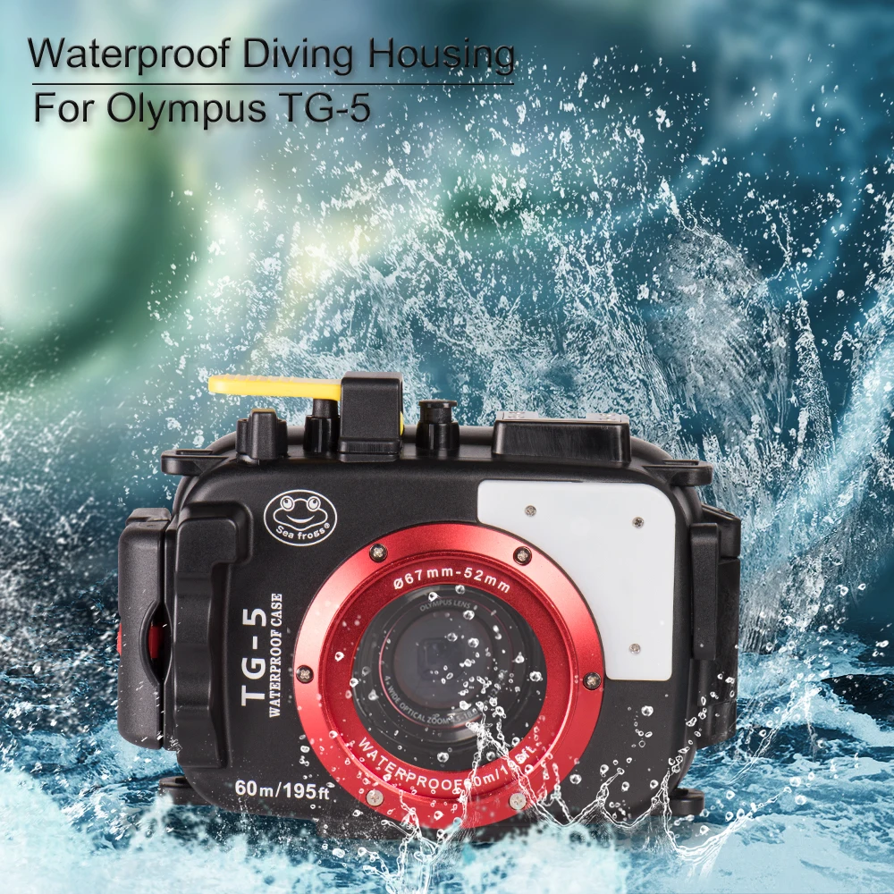Seafrogs Professional 60 м водонепроницаемый чехол для камеры для дайвинга с резьбовым оптоволоконным интерфейсом 67 мм для Olympus TG5
