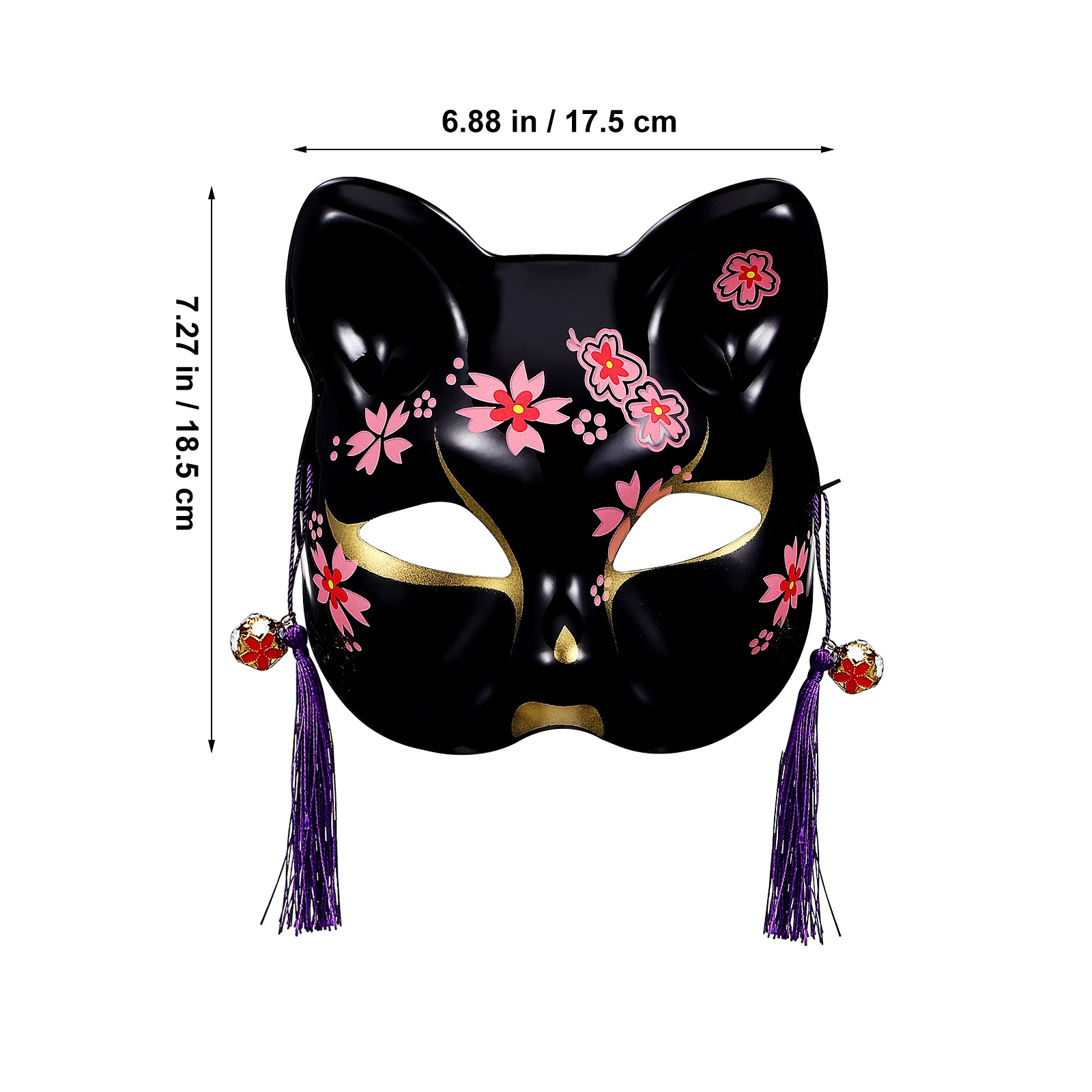 2 pçs neko cosplay máscara de gato masquerade festa festival flor de cerejeira padrão leve resistente máscara de plástico para mulher