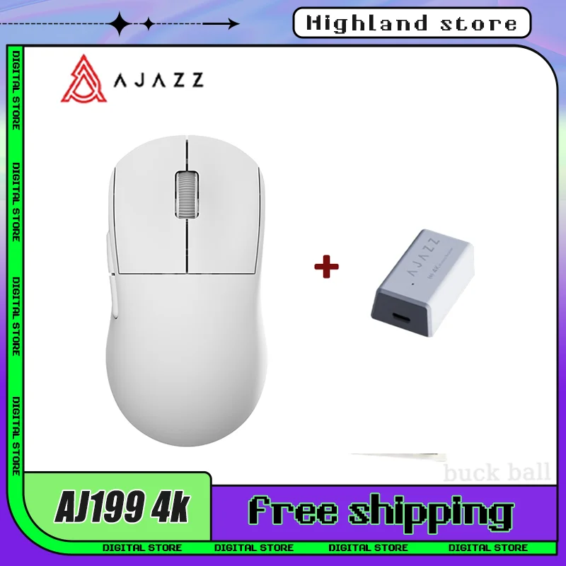 

Ajazz AJ199 4k Wireless Mouse 2Mode Gamer Mouse 2.4G PAW3395 TTC NORDIC 24600DPI Lightweight ABS Office CSGO MOBA Wired 4K Mice