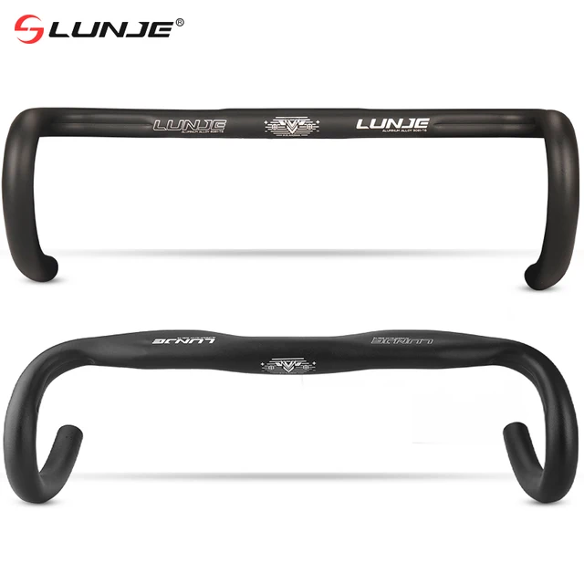 LUNJE Ultralekka kierownica roweru szosowego Uchwyt rowerowy Wyścigi Drop Bar Rower Zmniejsz opór Wygięta kierownica Części rowerowe