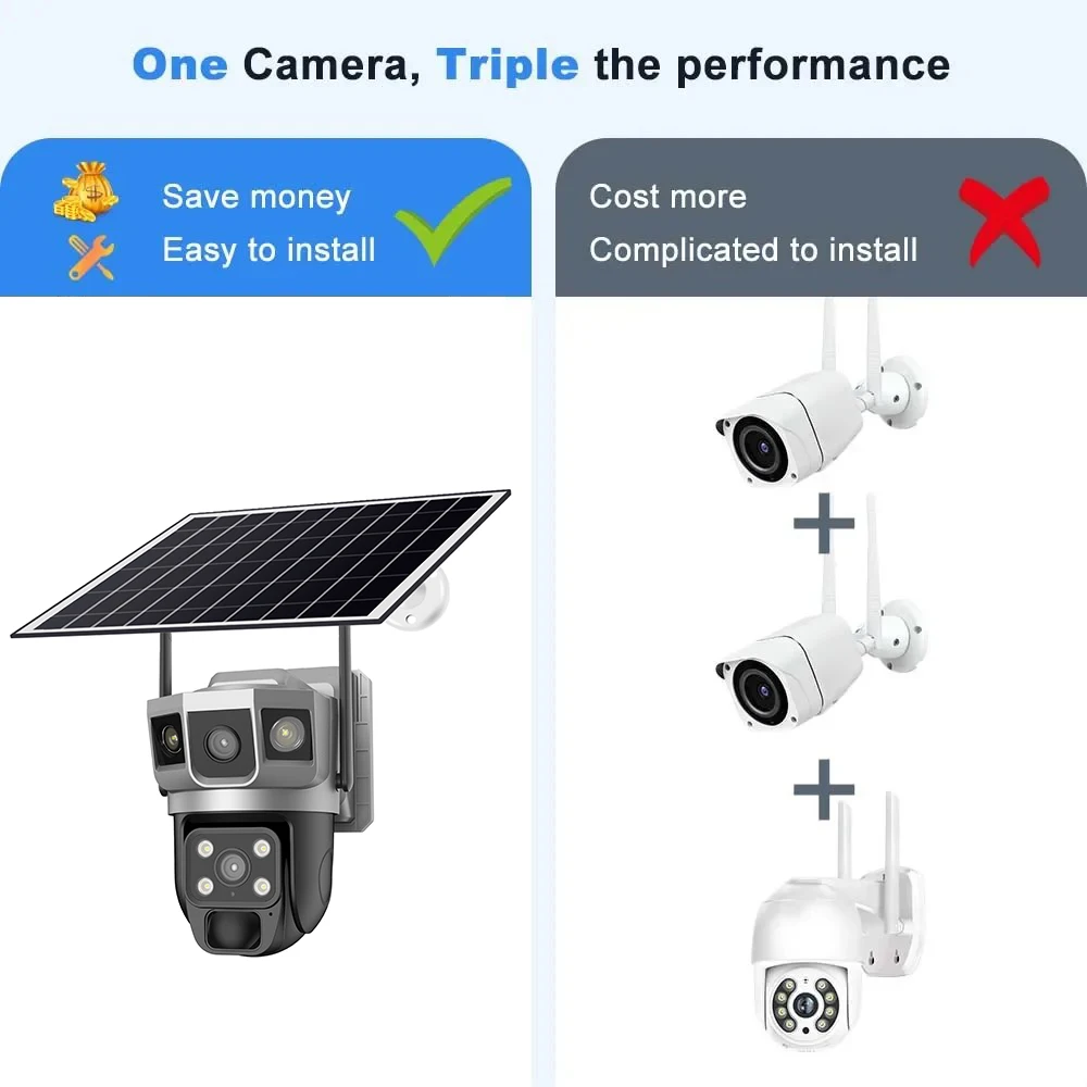 6K 12MP HD Outdoor Solar Camera Built in Battery No Power Waterproof 4G SIM Card WIFI IP CCTV Video Surveilance  AI Track Camera