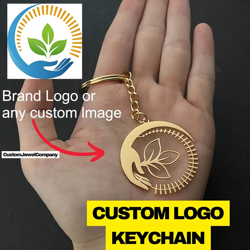 Custom Logo Keychain Customized Any Picture Keychain For Company Bar Club Apartment 304L Stainless Steel Cuban Chain 0  Allergy