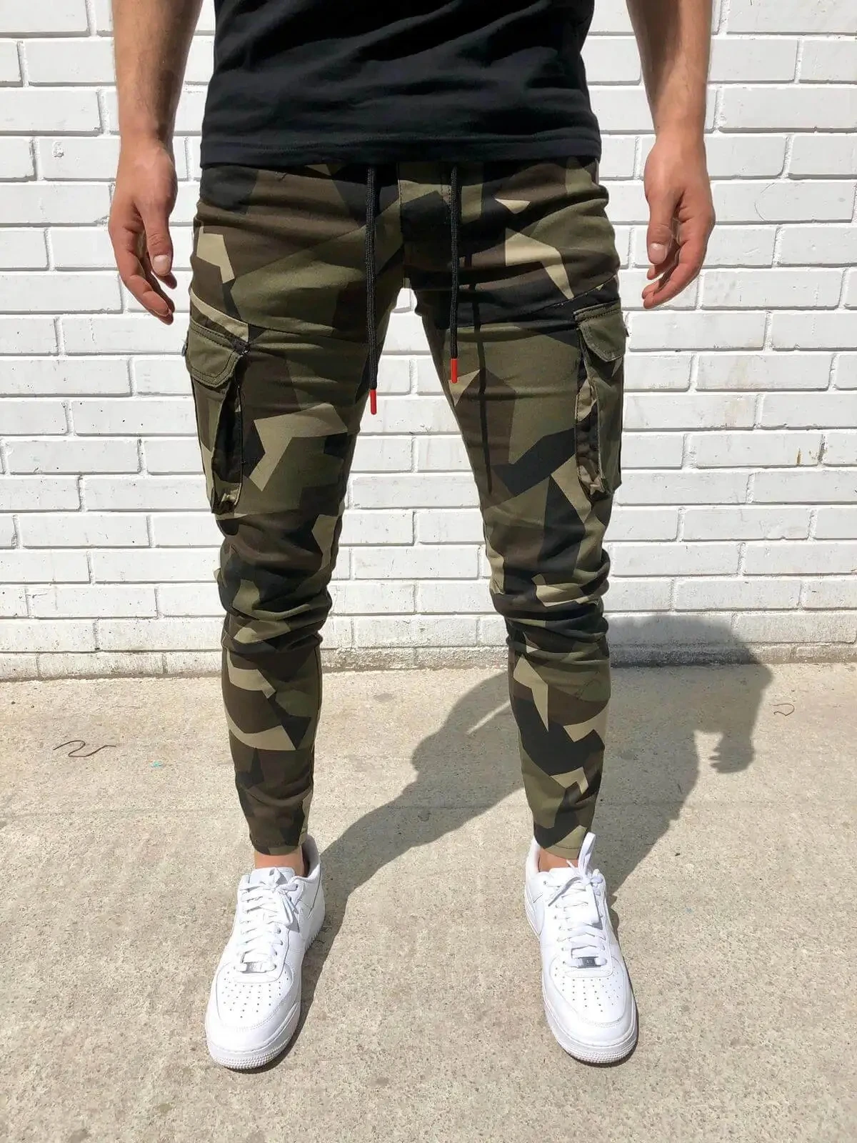 Men Quick Dry Sweatpants Camouflage Sports Pants Slim Elastic Multi-Pocket Cargo Pants Men's Fitness Running Training Trousers image 6