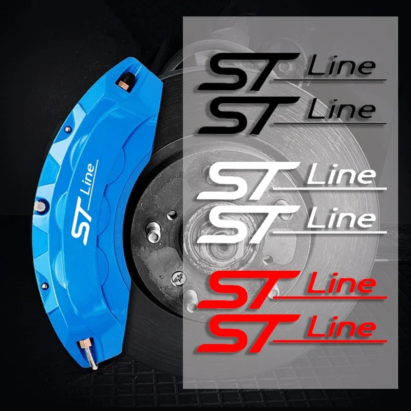 6pcs Car Stickers Caliper Cover Refitted Decoration for Ford ST line Logo Fusion Focus Kuga RANGER FIESTA TRANSIT S-MAX KA FLEX