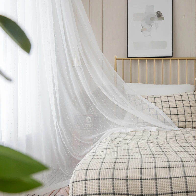 Custom Size Cotton Linen Fabric White Tulle Sheer Curtains for Living Room Bedroom Dining Window Decor Blackout Kitchen Luxury