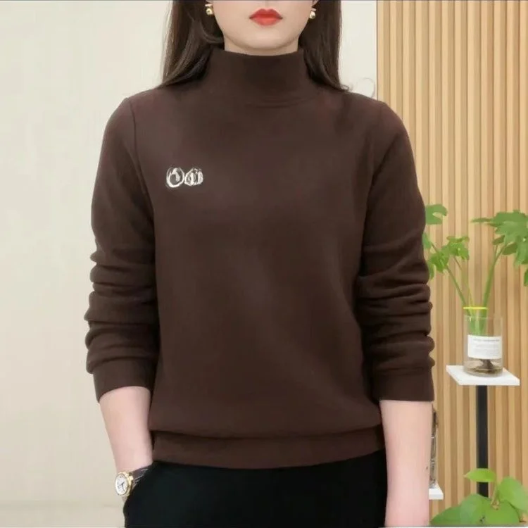 Thickened Fleece Fluffy Autumn Winter High Collar Long Sleeve Loose Top Warm Fashionable Base Layer Shirt for Men Home Wear