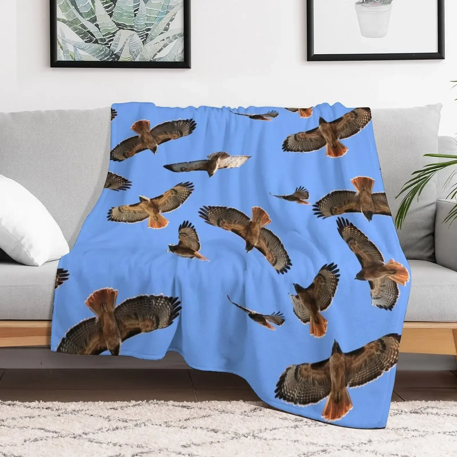 Red Tail Hawk Collage Throw Blanket Decorative Throw Flannel Blankets