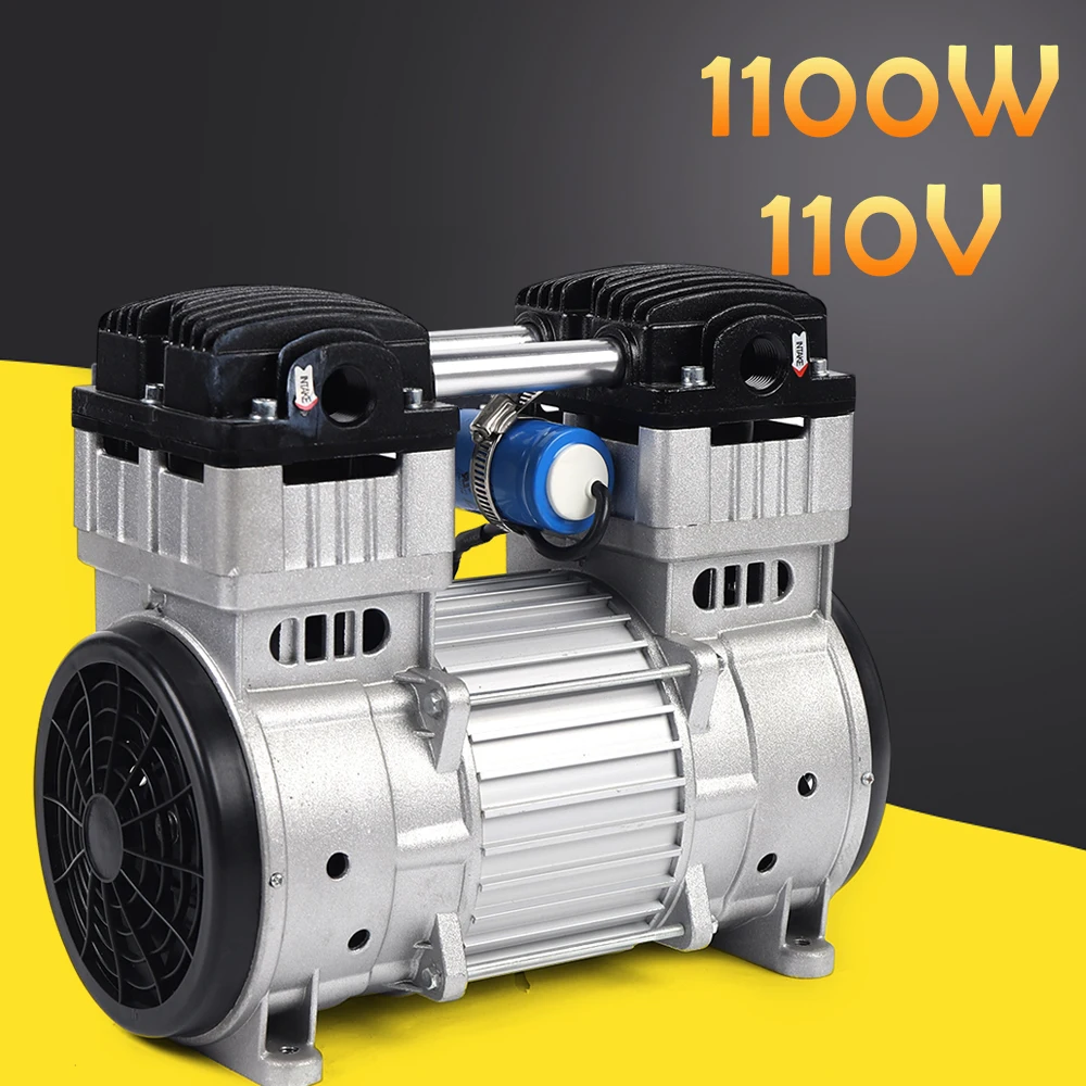 110V Oil-free Silent Air Pump Vacuum Pump Air Compressor Head Small Air Pump Head Motor Countertop