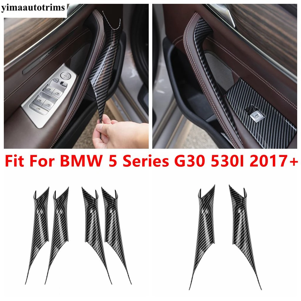 

Plastic Carbon Fiber Car Door Armrest Frame Strip Decor Cover Trim For BMW 5 Series G30 530I 2017 - 2023 Interior Accessories