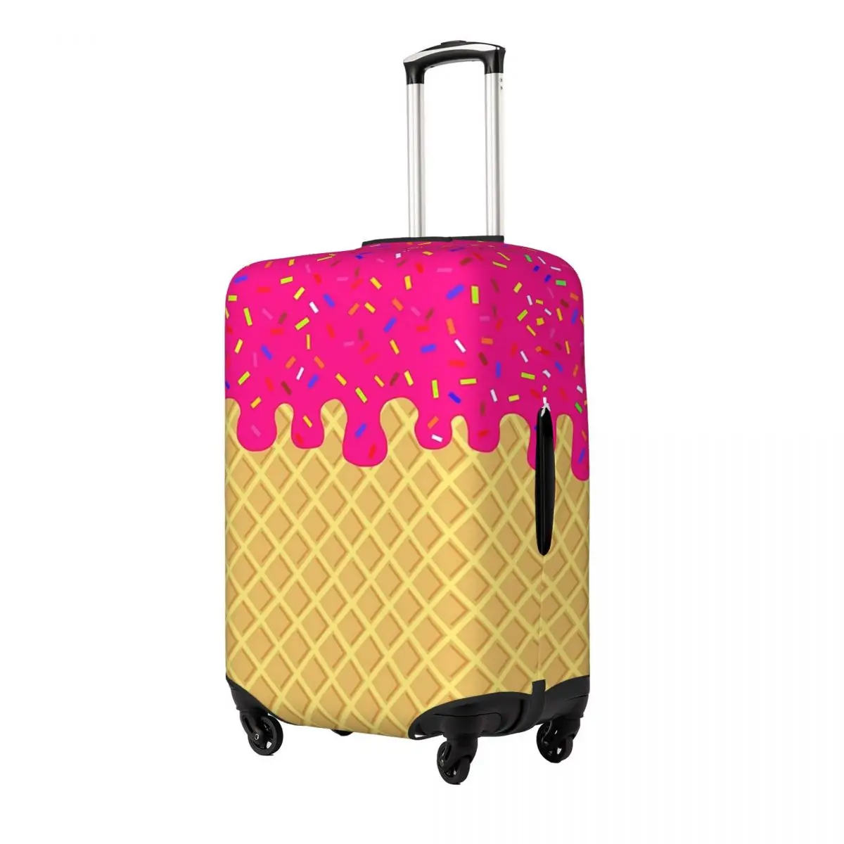 

STRAWBERRY Ice Cream Waffle Cone Suitcase Cover Protection Elastic Travel Luggage Protector Covers for 18-32 Inch
