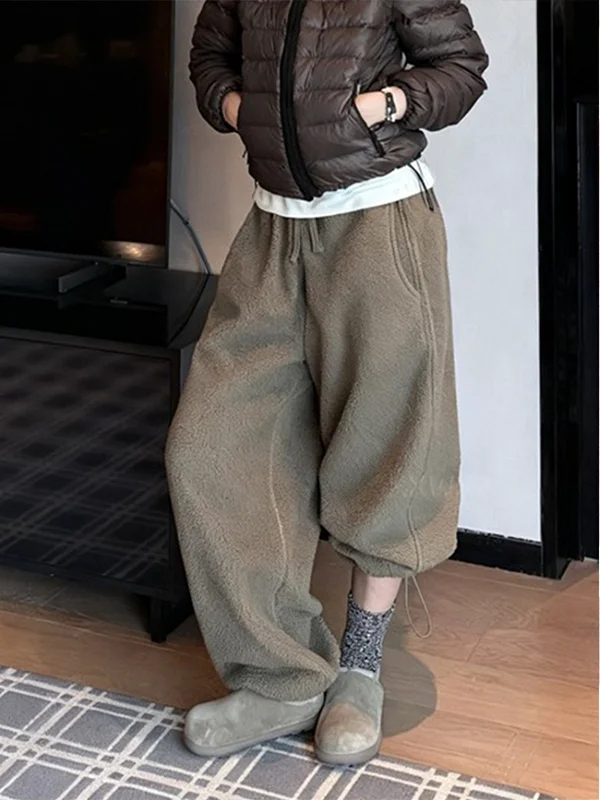 Pantalon droit à taille haute pour femme, pantalon décontracté ample et amincissant, chaud, automne-hiver, style coréen