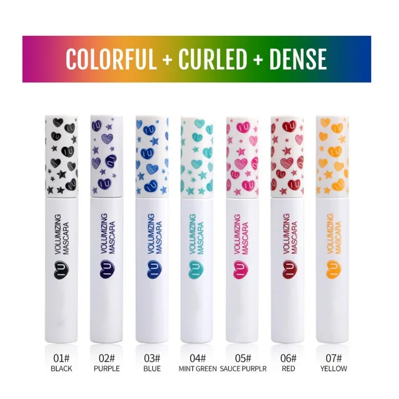 7 Colors/Set Waterproof Color Mascara Eyeliner Charming Longlasting Colorful Curling Lengthening Extension Eyelashes