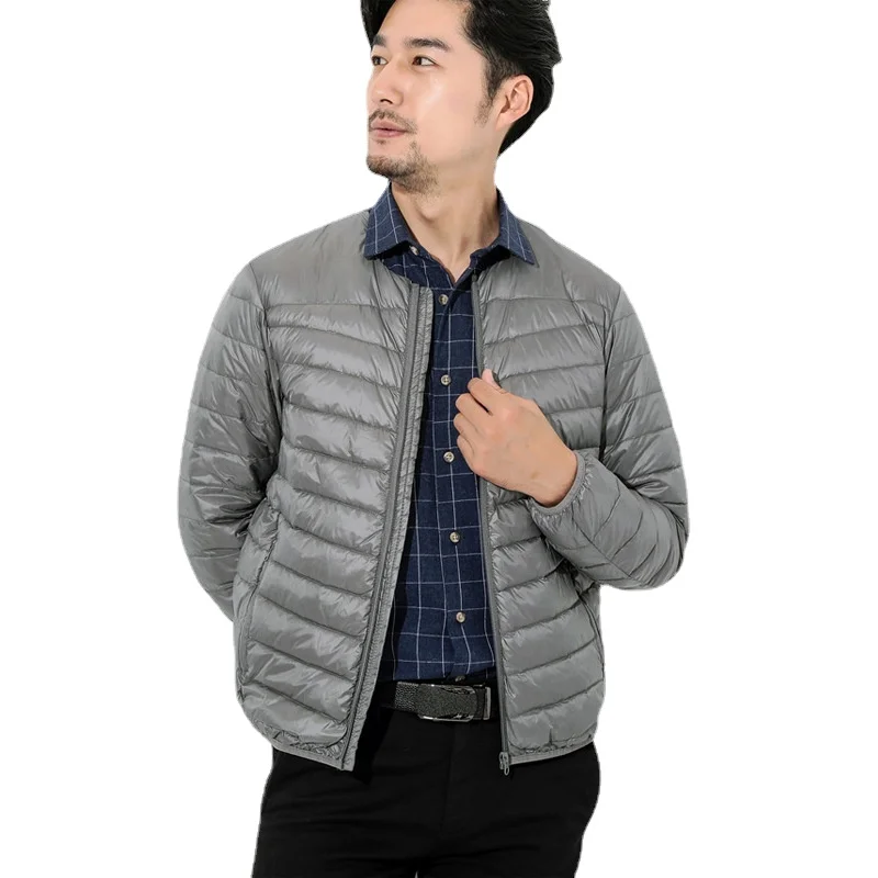 Casaco impermeável dobrável ultraleve masculino, à prova de vento, roupa de algodão respirável, gola redonda, nova marca, moda, outono e inverno