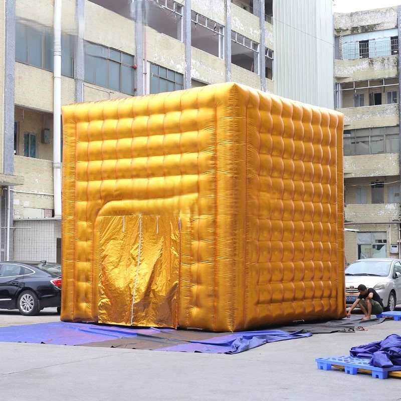 Portable Inflatable  Party Tent Golden Inflatable Cube Tent Inflatable  Event Wedding Tent