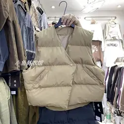 2024 autunno inverno donna tasca parka gilet di cotone giacca con cerniera senza maniche gilet imbottito femminile 2024