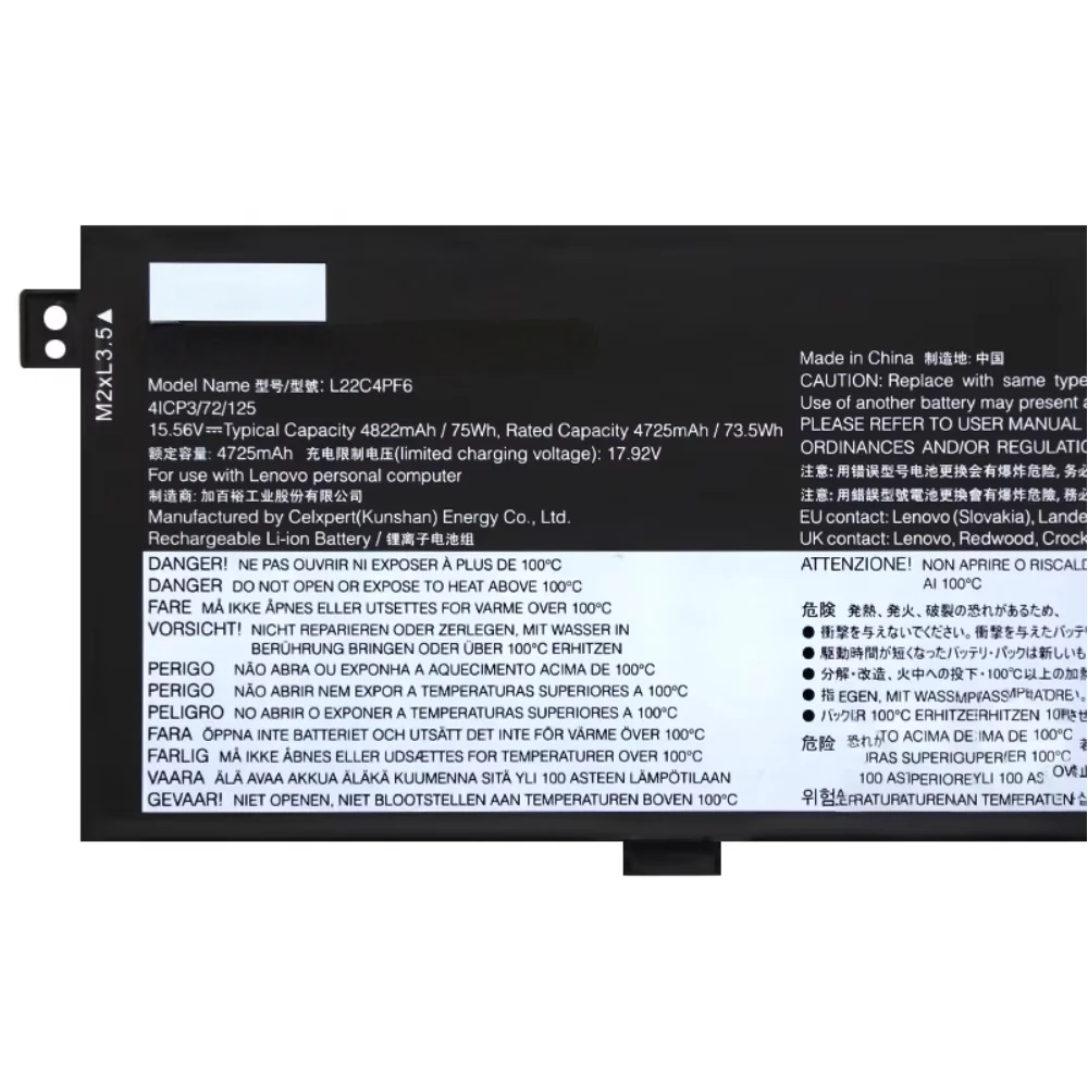 L22M4PF6 L22B4PF6 L22C4PF6 L22D4PF6 Laptop Battery for Lenovo Yoga Pro 9 14IRP8 14S IRP8D 15.56V 75Wh