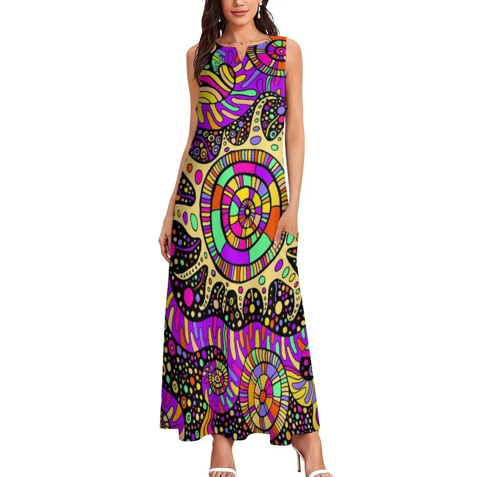 Trippy UV Rave Tentacles Black Light Trip Long Dress summer clothes summer woman dress 2025 festival outfit women