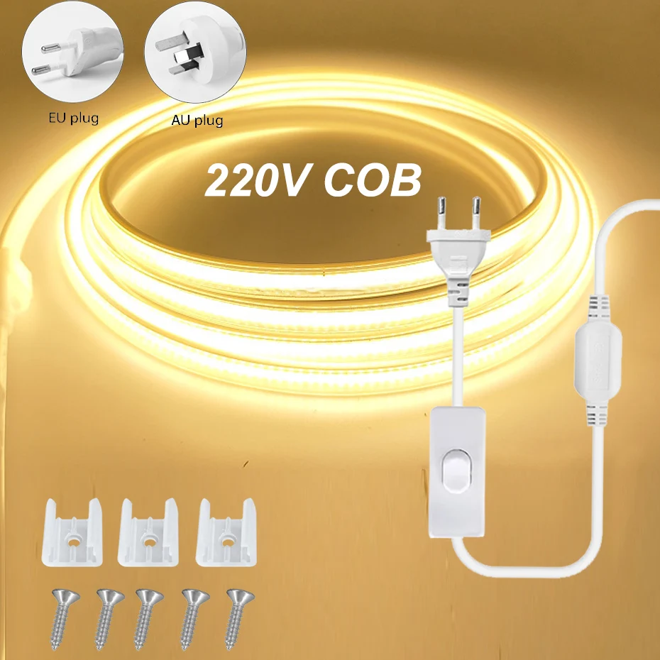 fita-de-led-cob-ac220v-288-leds-m-ip65-a-prova-d'Agua-com-interruptor-on-off-plugue-eu-au-3000k-6000k-para-decoracao-de-sala-de-estar-e-cozinha