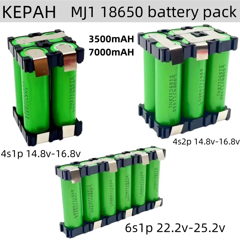 2S1P 3S2P 4S1P ~ 5S2P 6S2P MJ1 18650 batterie personnalisée MJ1 18650 batterie soudage 3500 mAh/7000 mah batterie 7.4 V à 25.2 v