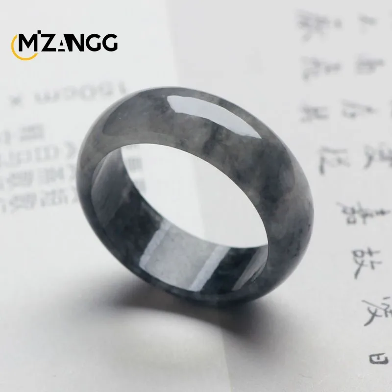 Natural Jadeite Black Chicken Variety Ring Stylish and Charming Ice-Quality Jade Ring for Men & Women A Minimalist Holiday Gift