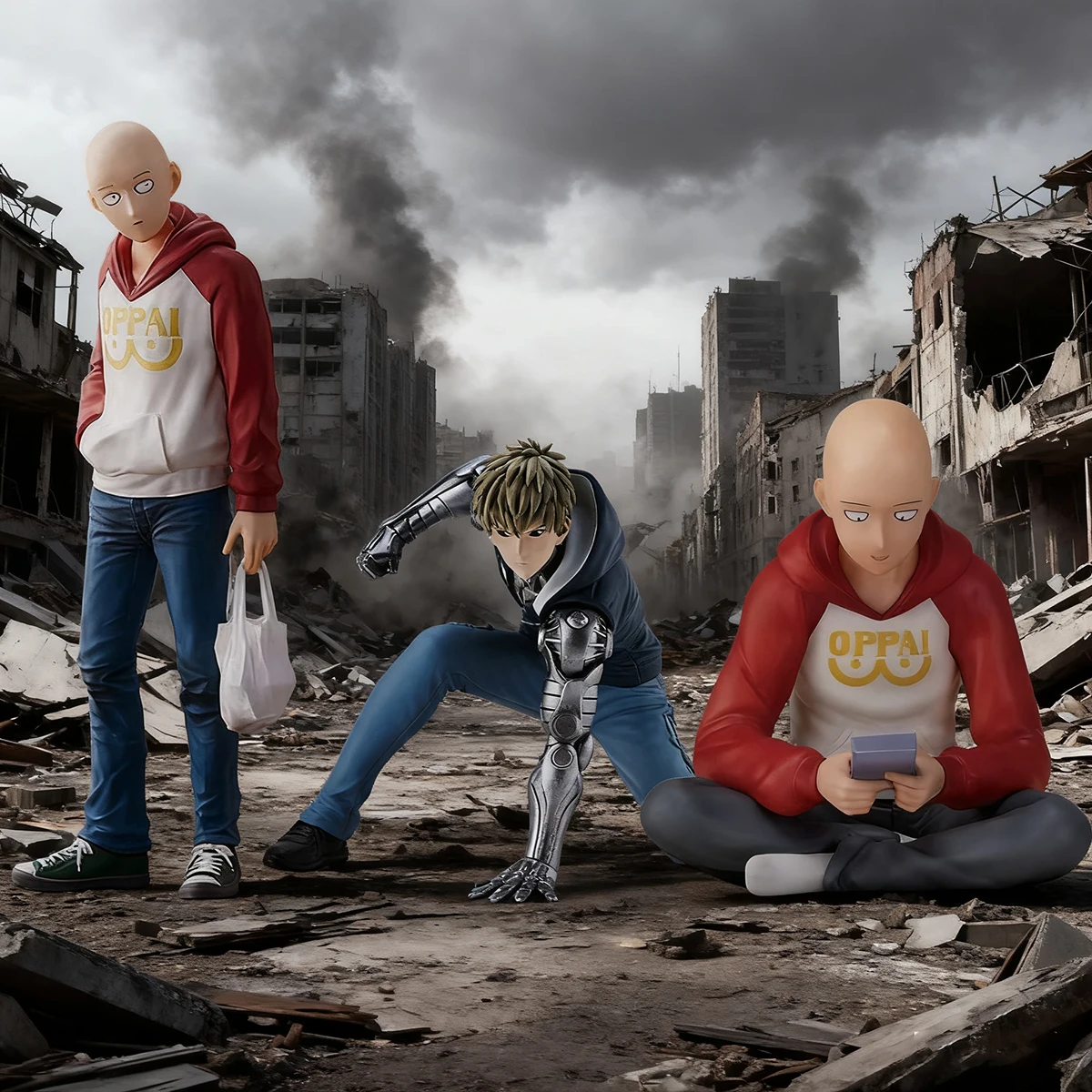 أنيمي الشكل سايتاما الشكل كيب أصلع سايتاما جينوس عمل الشكل الدائمة لعبة مجسمة مجموعة ثابتة سطح المكتب الحلي #1