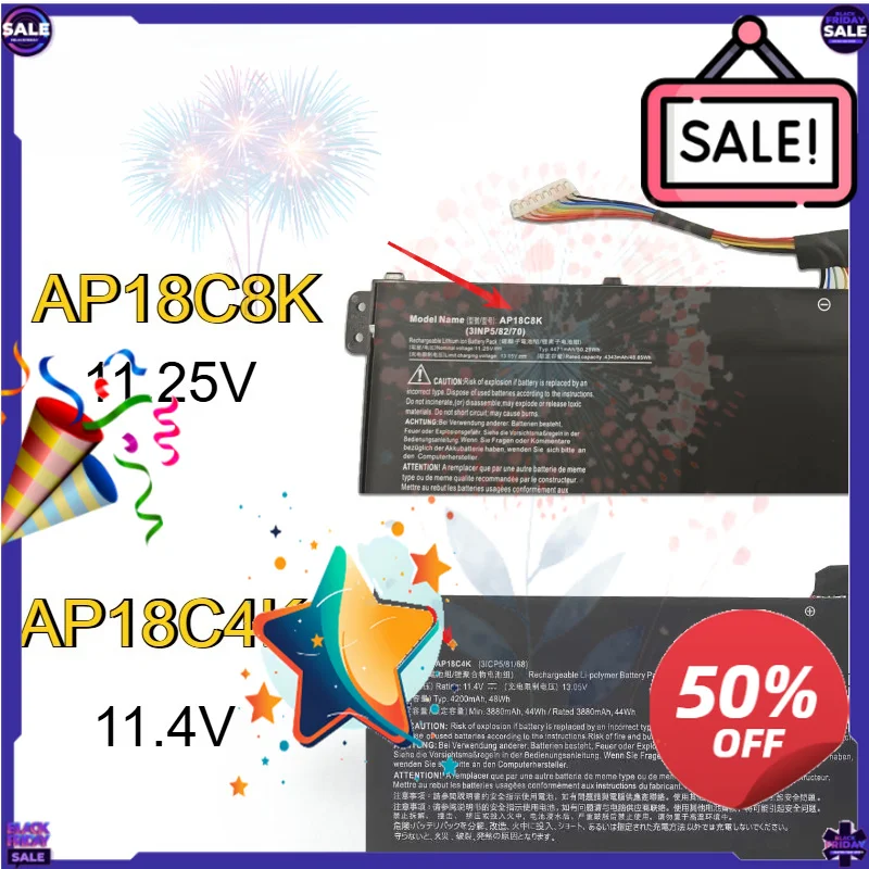 SWZY AP18C4K AP18C8K Laptop Battery for Acer Aspire 5 A514-52G A514-54 A515-44 A515-56 SPIN 3 SP314-54N SWIFT SF314-57G P2 TMP21