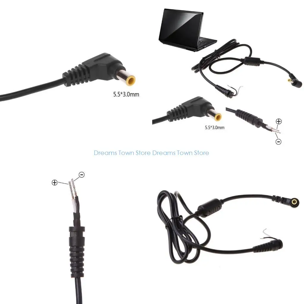 HX6A L Shaped Power Male Plug to Bare Wire Open End Pigtail Power Cable C