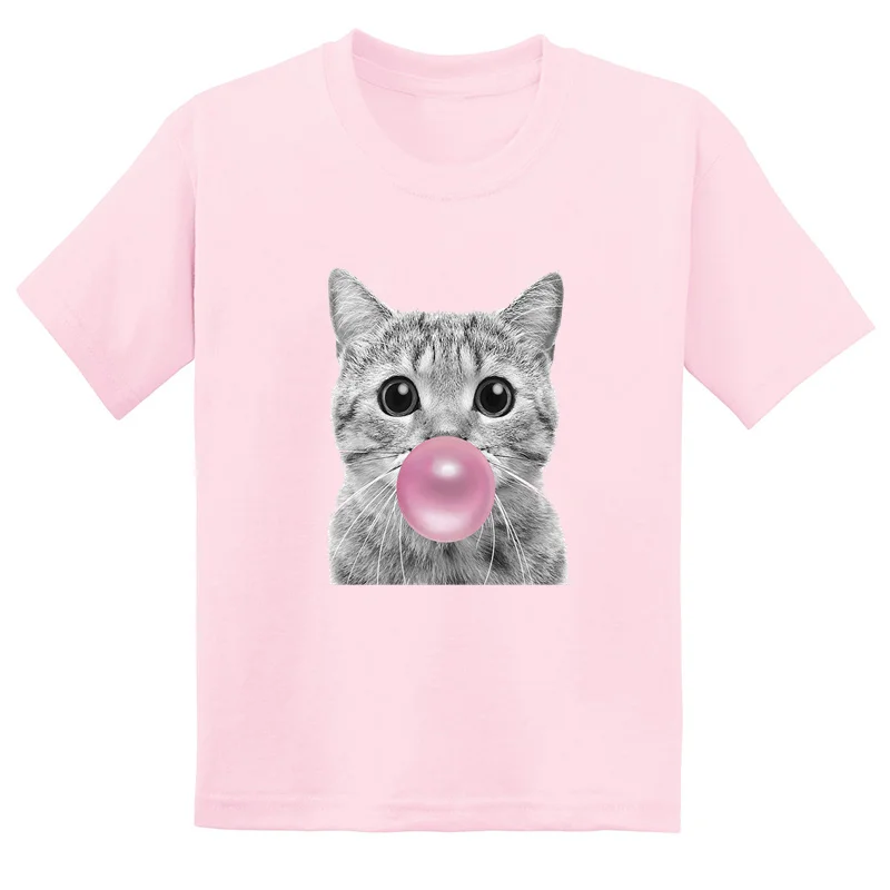 

Bubble Gum Cat Bulldog Pig Cute Animals Kids Funny T shirt Children Clothes Summer Baby Boys Tops Girls Short Sleeve T-Shirts