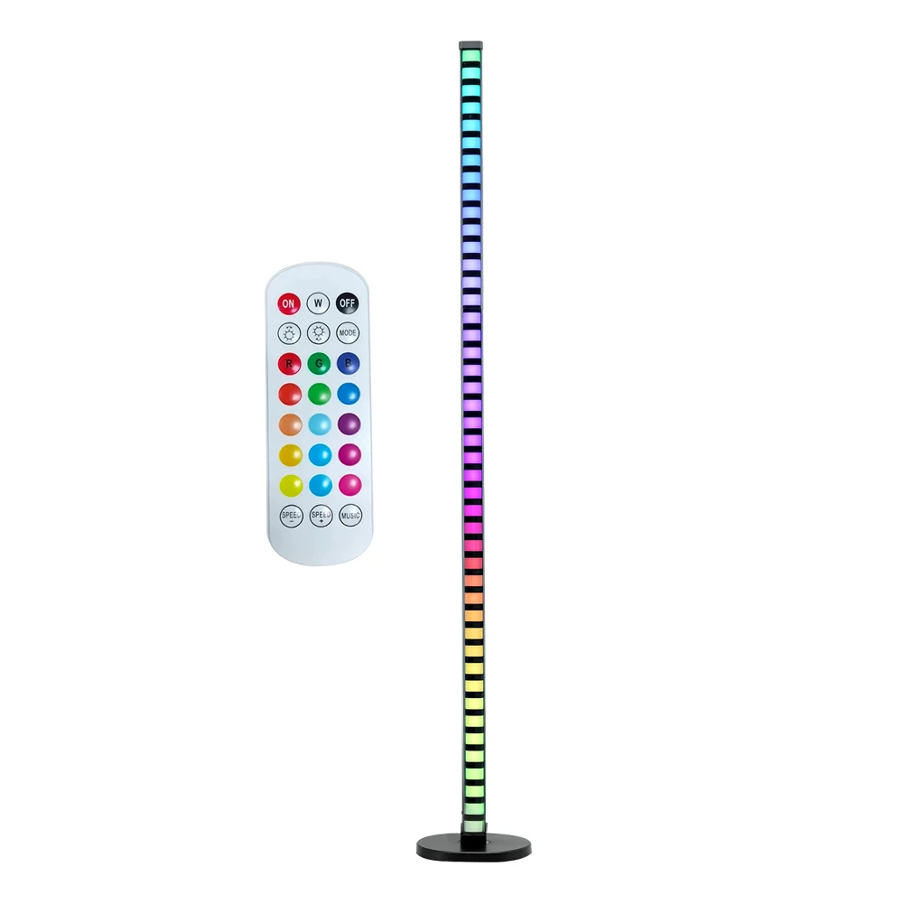 โคมไฟตั้งพื้นควบคุมเสียงเพลง RGB 1.2ม. พร้อมรีโมทคอนโทรลไฟ LED 45ดวงไฟห้องนอนจังหวะดนตรีห้องนั่งเล่นเล่นเกม