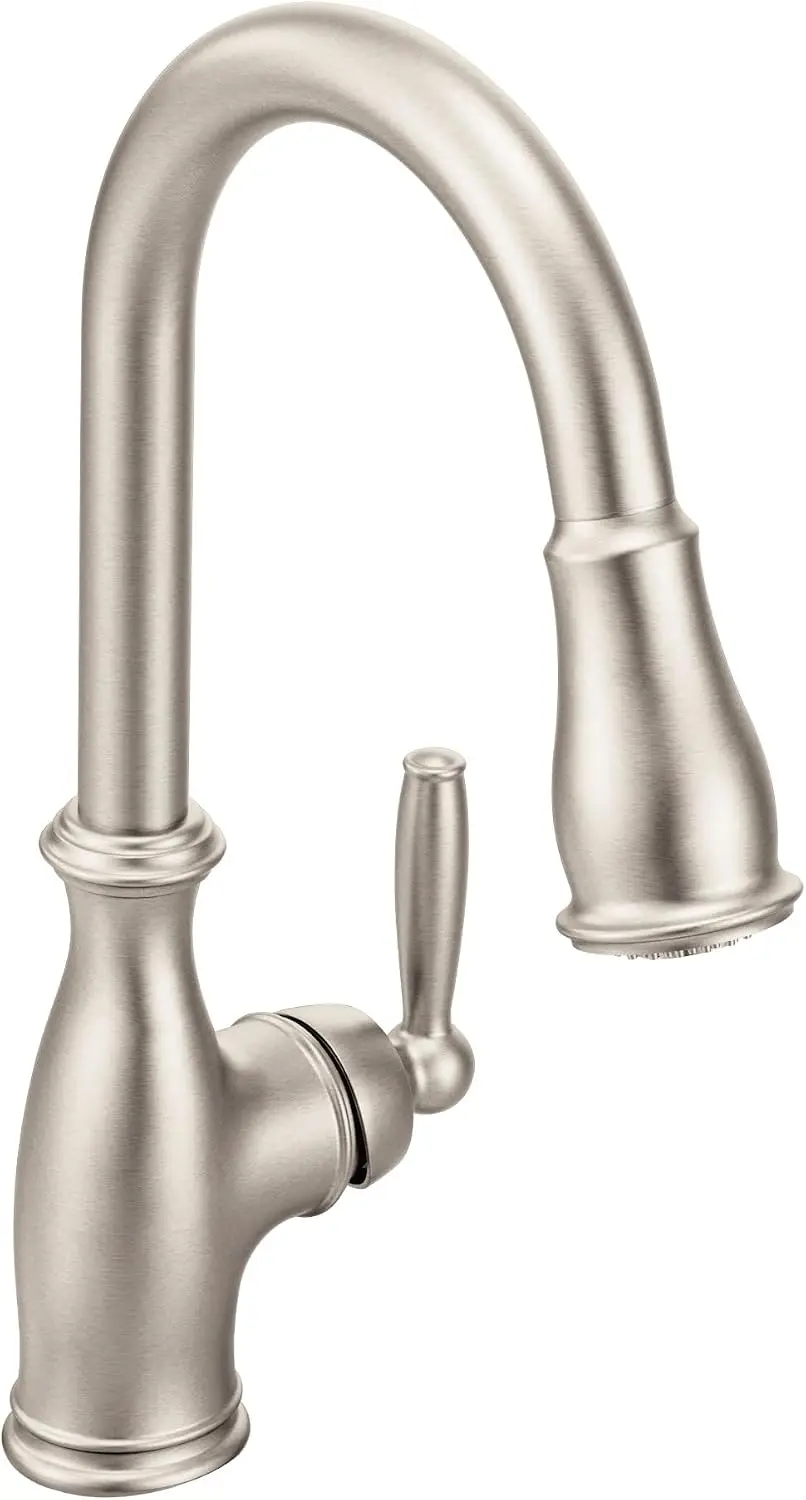 Traditional One-Handle Kitchen Faucet with Pull-Down Sprayer, Spot-Resistant Stainless Steel Finish, Boosted Spray Mode and Self-Retracting Docking System